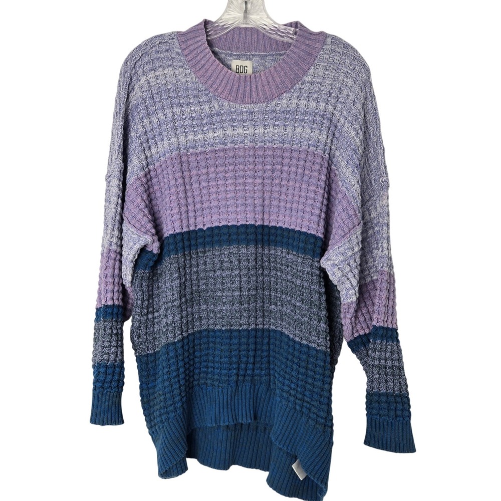 BDG Urban Outfitters Striped Waffle Knit Sweater Purple Blue Oversized Size‎ S